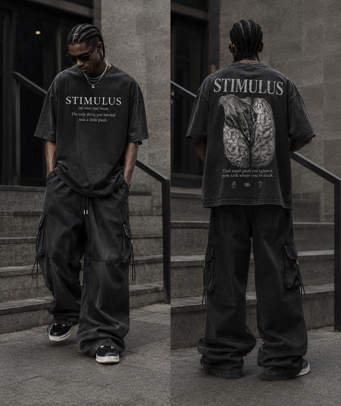 STIMULUS Oversized Tee – Vintage Wash | RAY-LEVOL